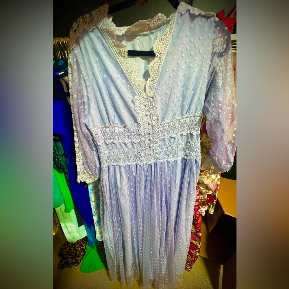 Baby blue 1950s style party dress